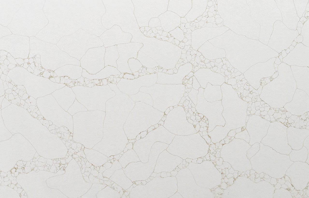Gold Arabescato Quartz slab showing soft gold veining and delicate marble-effect movement
