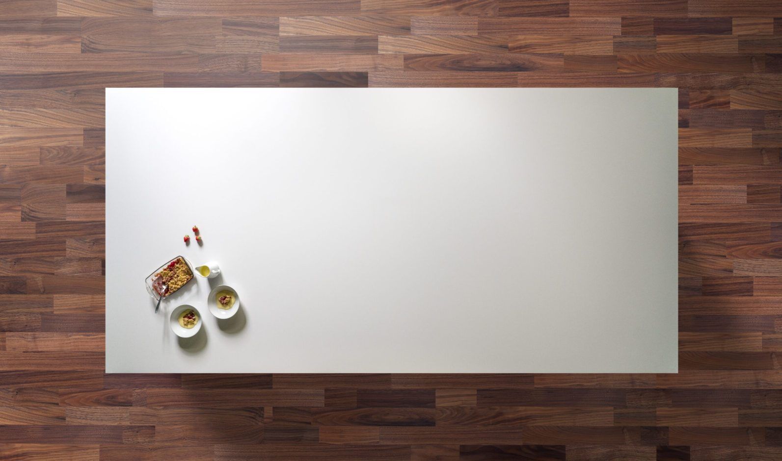 Blanco Zeus Quartz worktop shown from above with a clean white surface and uniform finish