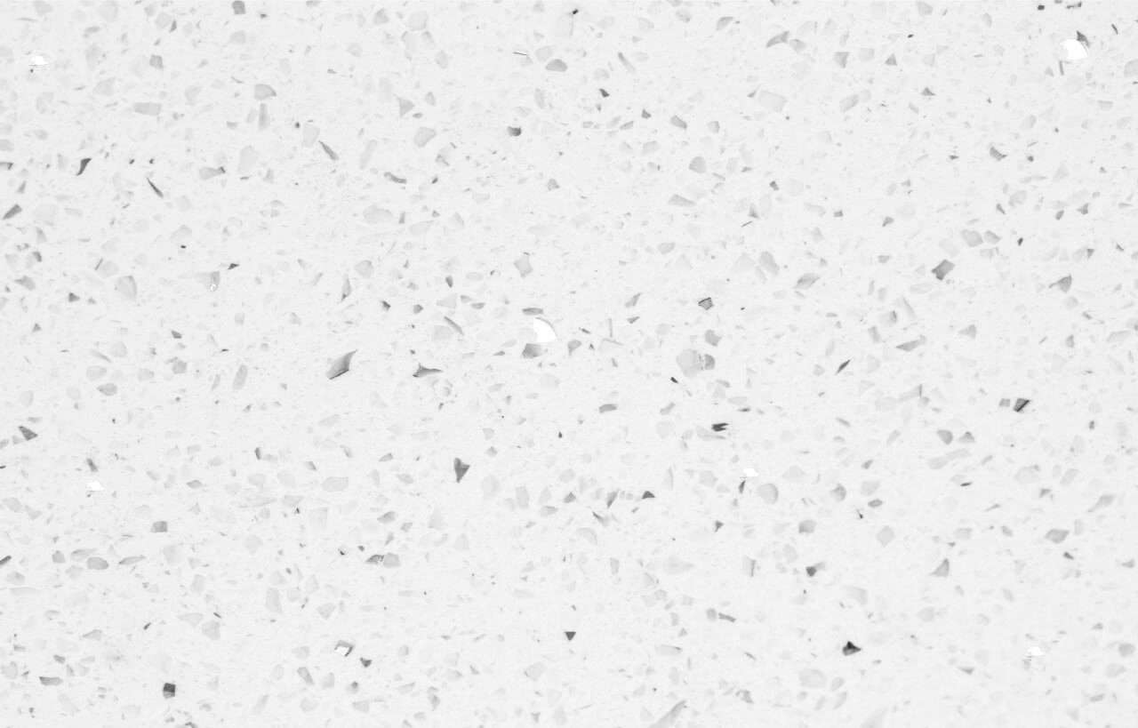 Close up of White Starlight Quartz worktop showing subtle sparkle and fine aggregate